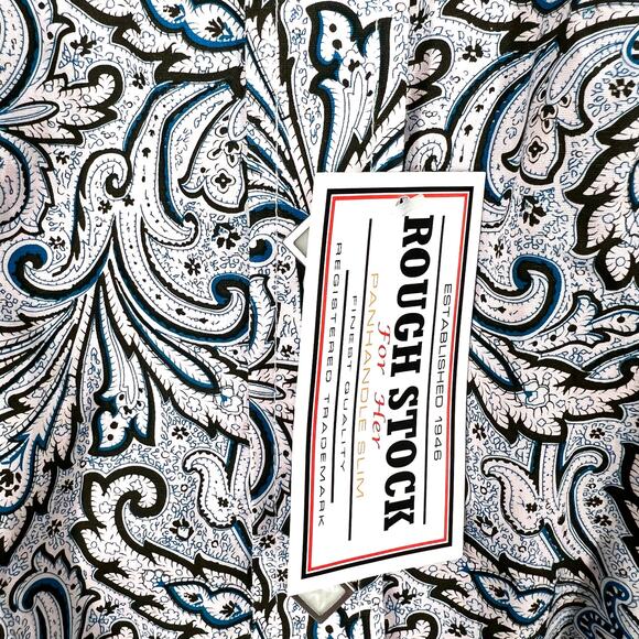 NEW NWT Panhandle Slim Womens XL Pearl Snap Blue Western Shirt Top Rodeo Ranch - Picture 2 of 11